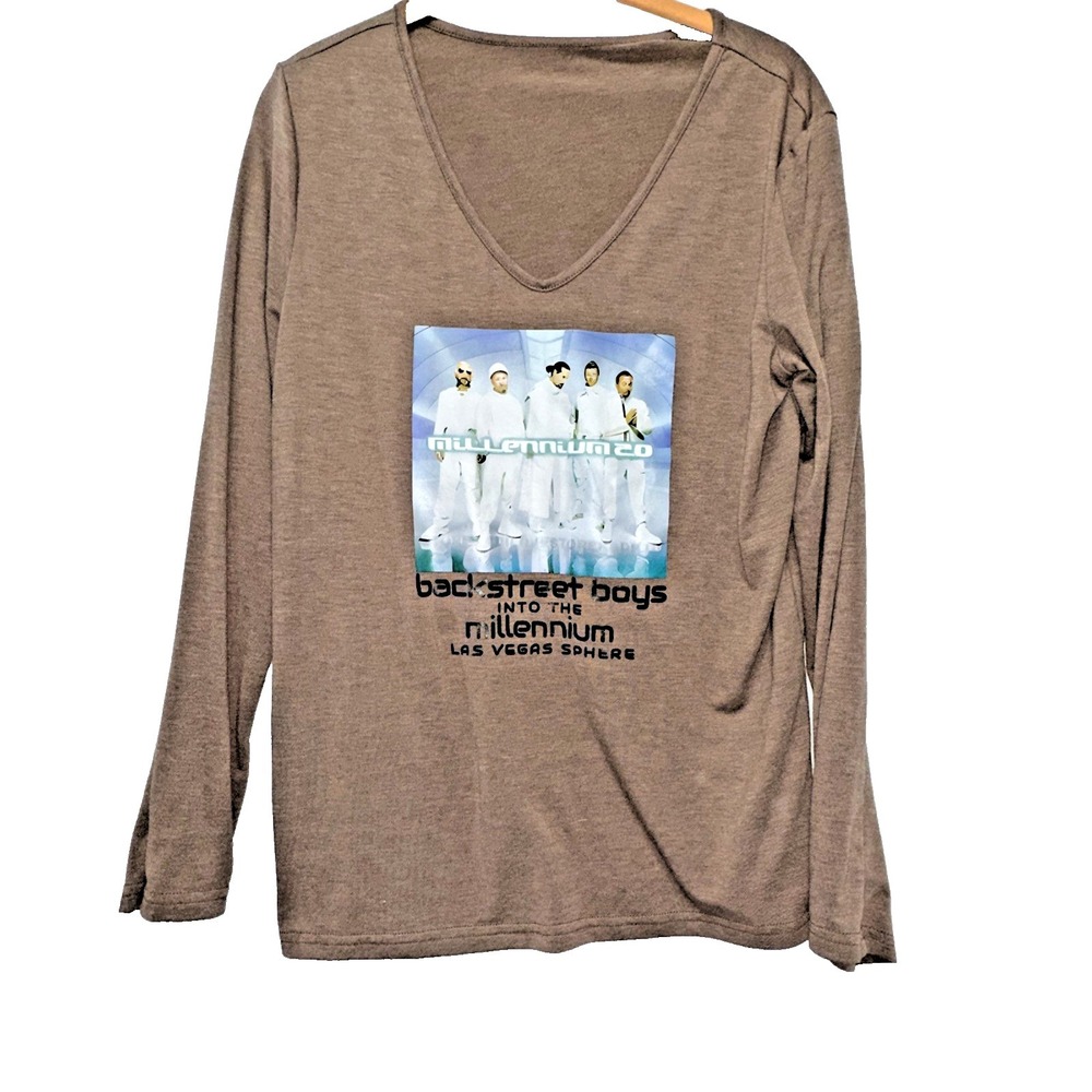 Backstreet Boys Into The Millennium Las Vegas 2026 V-Neck Long-Sleeved T Large